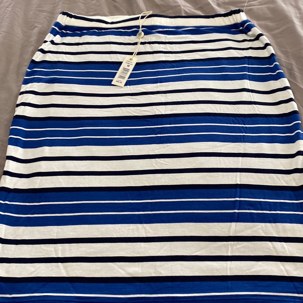 Womens Max Studio Medium skirt in white/blue stripes